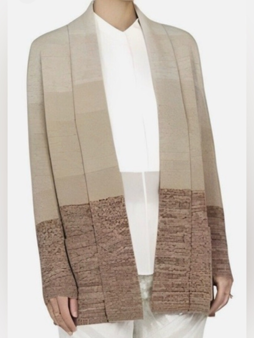 BCBGMaxAzria Ginata Cashmere Blend Open Cardigan Sweater | Camel Combo | Small